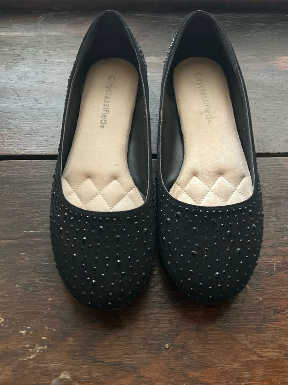 Cityclassified Black Studded Ballet Flats